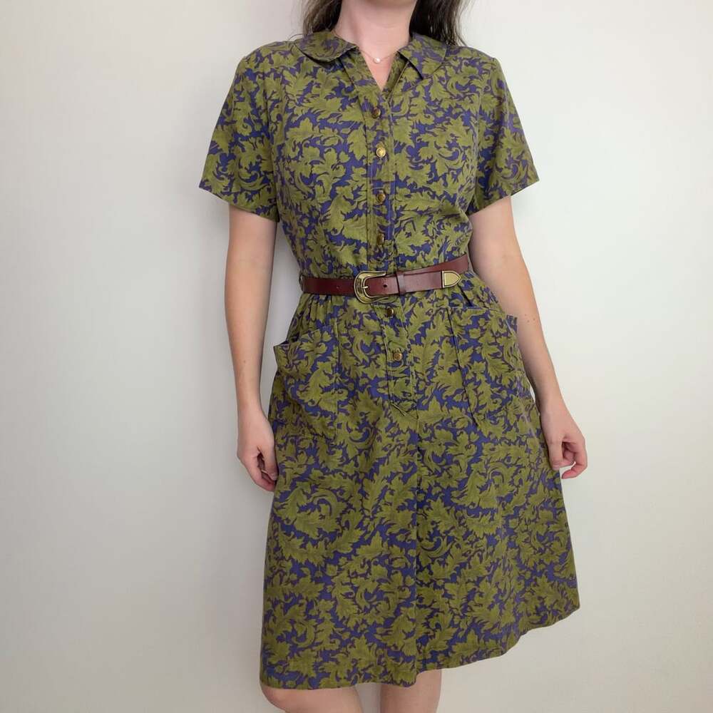 Vintage 70s Collared Midi Dress